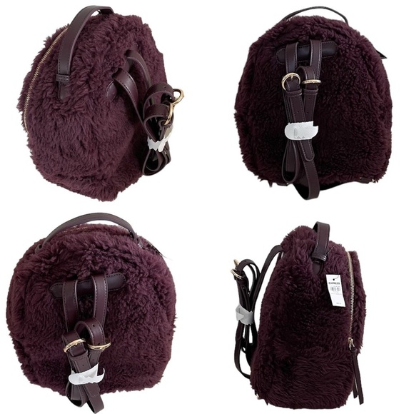 Express Teddy Fabric Plush Zip Up Purple Backpack with Adjustable Straps NWT - Picture 3 of 14